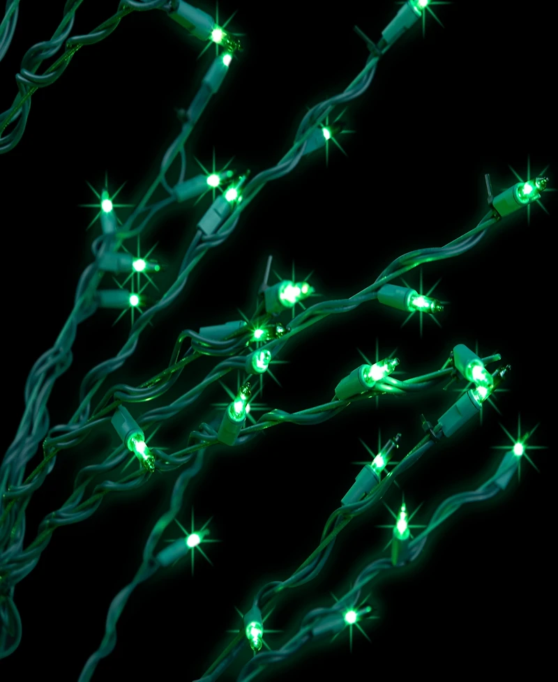 Northlight 4' Green Lighted Christmas Cascade Twig Tree Outdoor Decoration - Green Lights