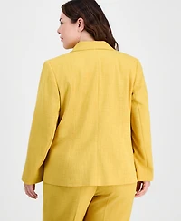 Kasper Plus Single-Button Notched-Lapel Blazer