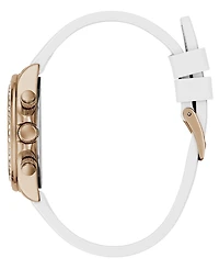 Guess Women's Rose Gold-Tone White Silicone Multi-Function Watch, 36mm