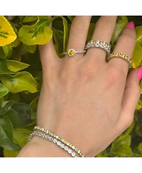 Suzy Levian Sterling Silver Cubic Zirconia Asscher Cut Eternity Band Ring