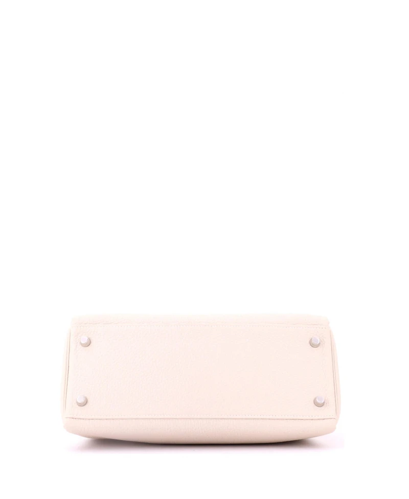 Pre-Owned HERMES Kelly 28 Handbag Light Togo with Palladium Hardware