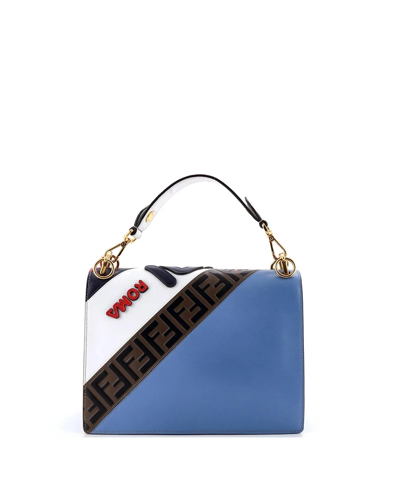 Pre-Owned Fendi Medium Mania Logo Kan I Bag Inlaid Leather
