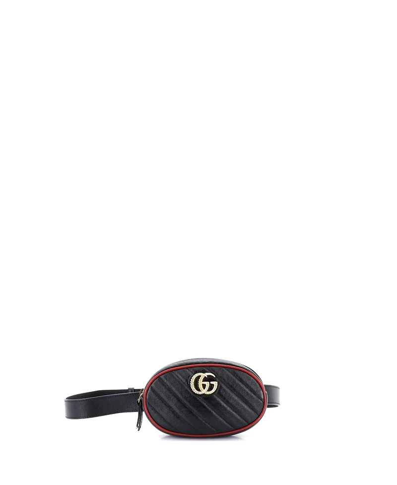 Pre-Owned Gucci Gg Marmont Belt Bag Diagonal Quilted Leather