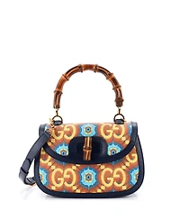 Pre-Owned Gucci Medium Bamboo 1947 Top Handle Bag Kaleidoscope Print Gg Coated Canvas