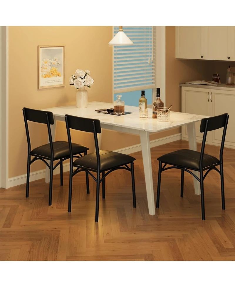 gaomon Set of 4 Modern Upholstered Dining Chairs, Ergonomic High Back, Steel Legs, Comfortable Seat, 140kg Capacity, for Kitchen