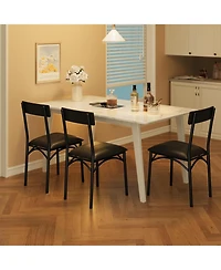 gaomon Set of 4 Modern Upholstered Dining Chairs, Ergonomic High Back, Steel Legs, Comfortable Seat, 140kg Capacity, for Kitchen