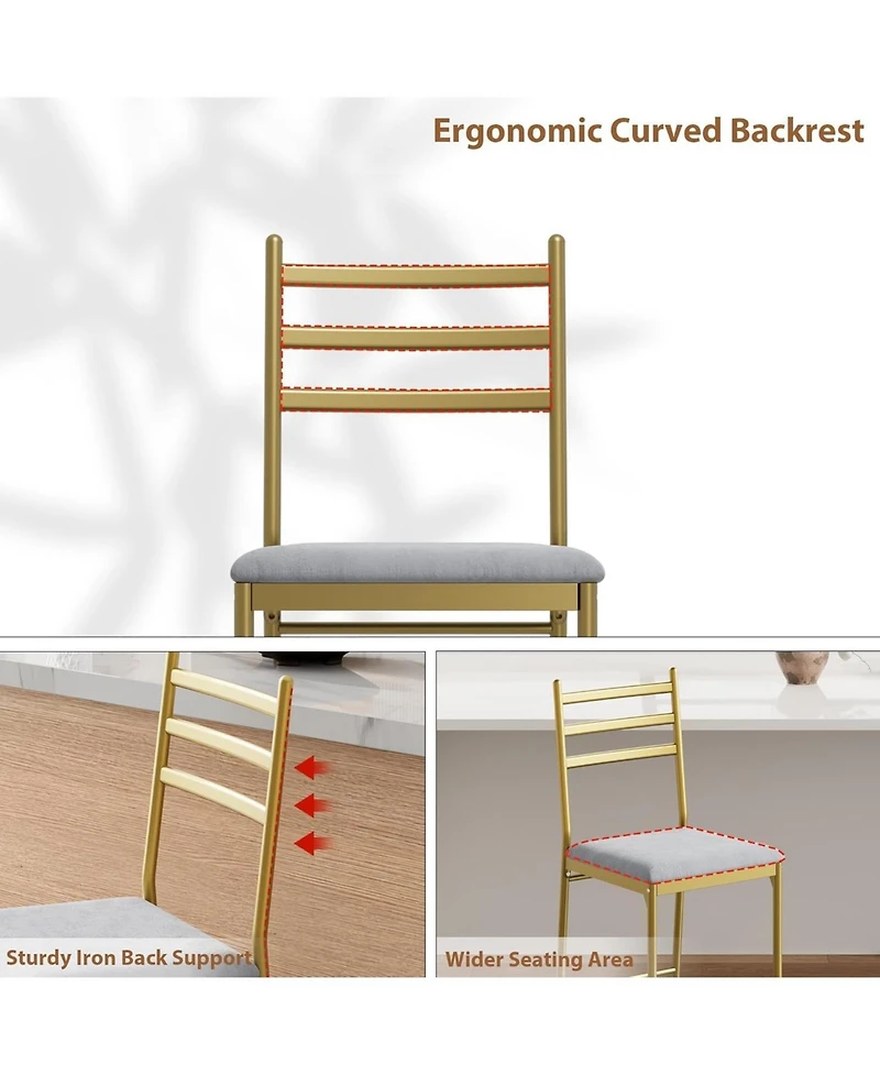 gaomon Set of 2 Modern Gold Bar Stools, Padded Seat, Iron Back, 250 lbs Capacity, Counter Height Kitchen Chairs