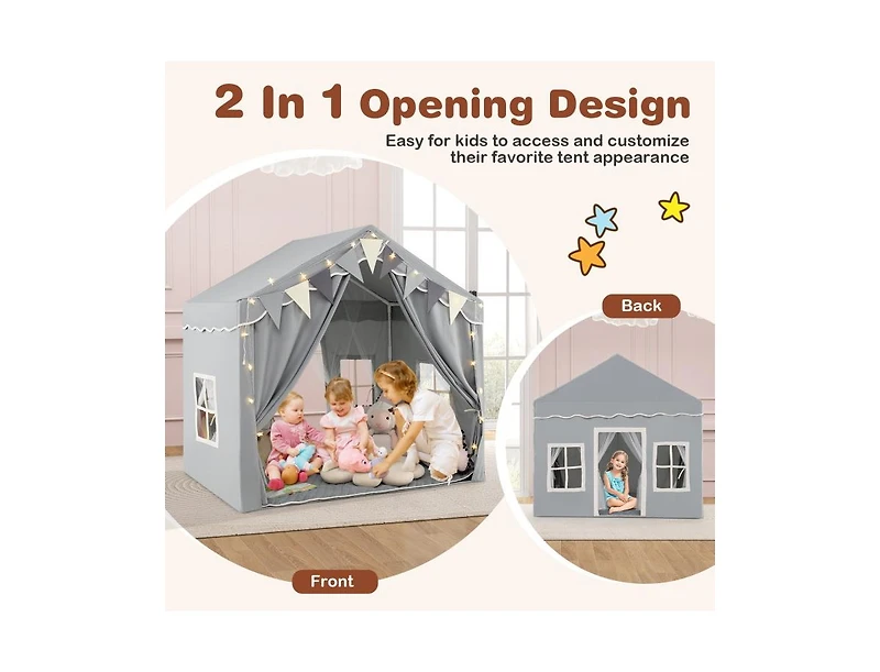 Hongge 3-4 Kids Large Play Tent House with 2 Opening Doors and Star Lights