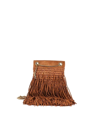 Pre-Owned Saint Laurent Small Grace Fringe Hobo Suede