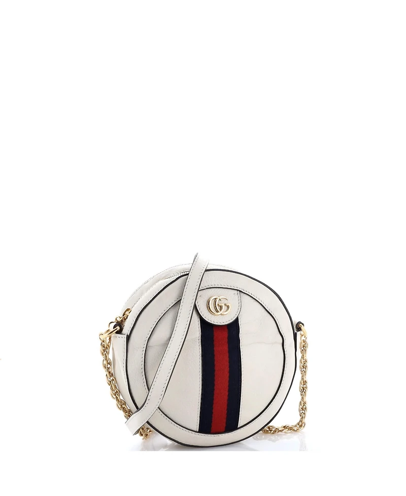 Pre-Owned Gucci Mini Ophidia Round Shoulder Bag Leather