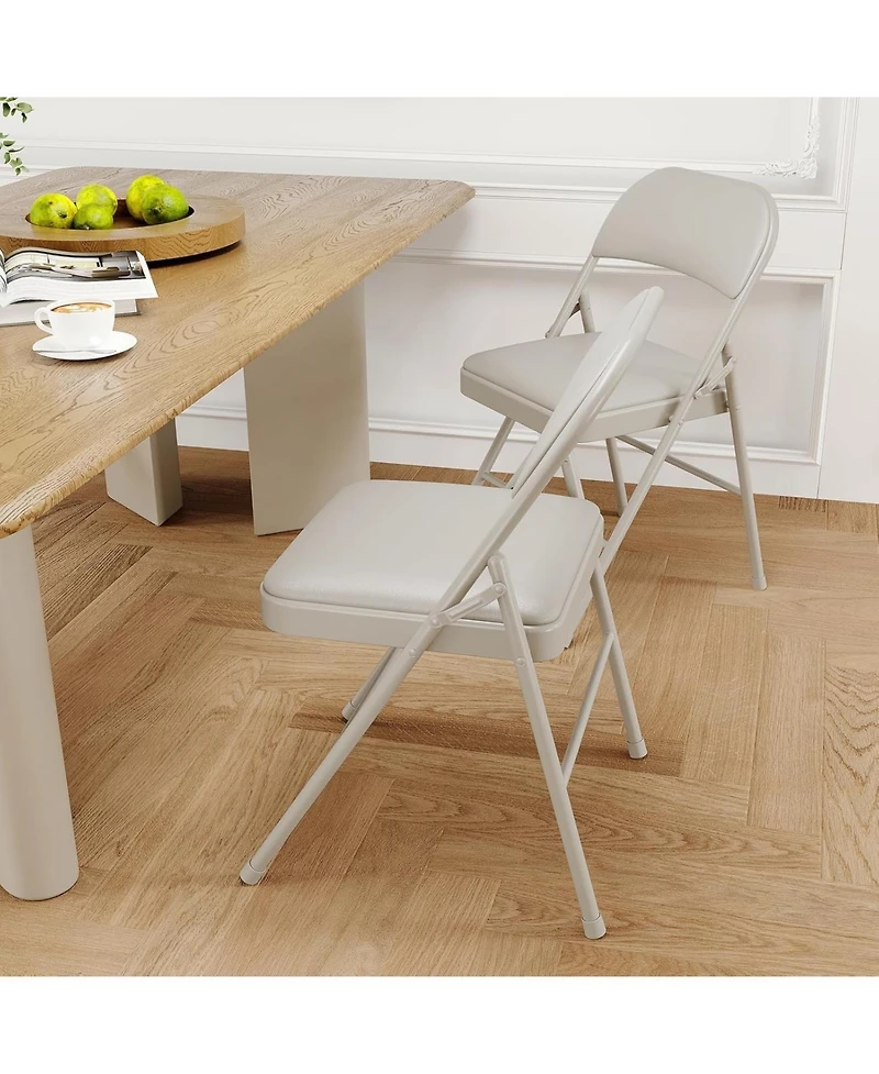 gaomon 8-Pack Metal Folding Chairs, Padded Seat and Back, Heavy-Duty Steel Frame, 350lb Capacity, Stackable for Events