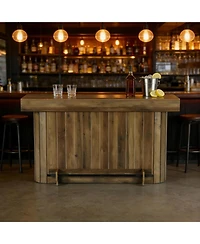 Tribesigns 3-Tier Bar Table, 63-Inch Wooden Home Bar Unit with Metal Footrest