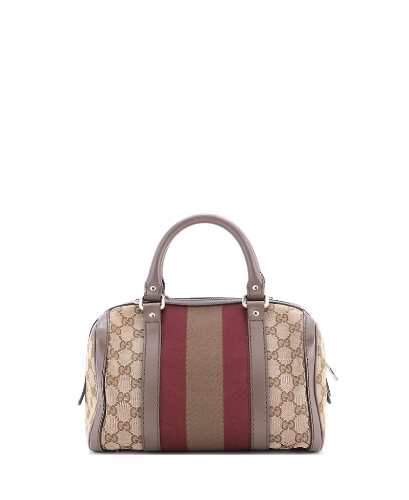 Pre-Owned Gucci Small Vintage Web Boston Bag Gg Canvas