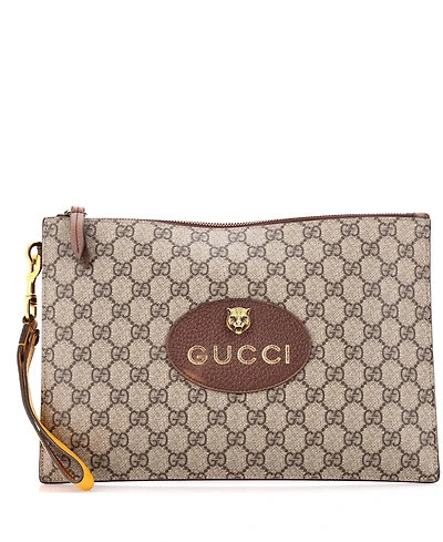 Pre-Owned Gucci Neo Vintage Wristlet Pouch Gg Coated Canvas