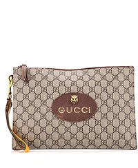 Pre-Owned Gucci Neo Vintage Wristlet Pouch Gg Coated Canvas