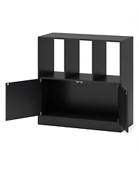 Slickblue 3-Cube Bookcase with Doors 3-Tier Cubic Bookshelf Open Compartments