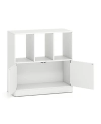 Slickblue 3-Cube Bookcase with Doors 3-Tier Cubic Bookshelf Open Compartments