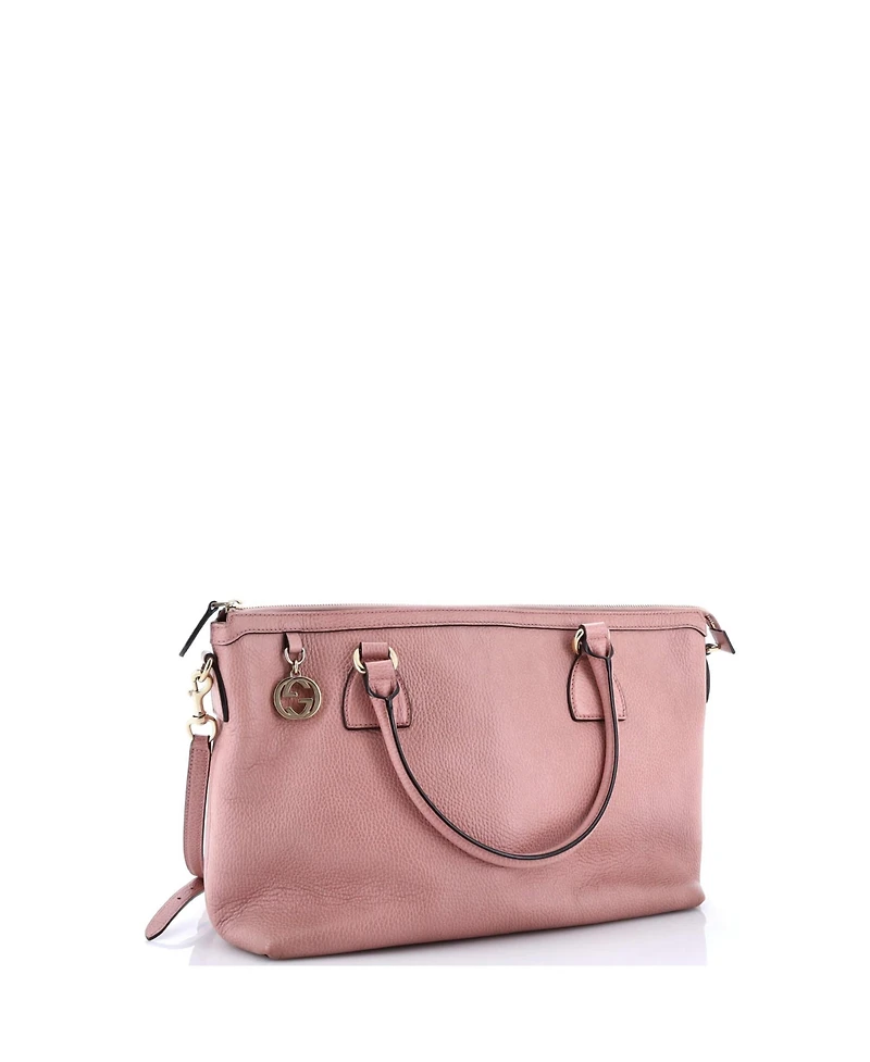 Pre-Owned Gucci Lady Dollar Zip Convertible Tote Leather