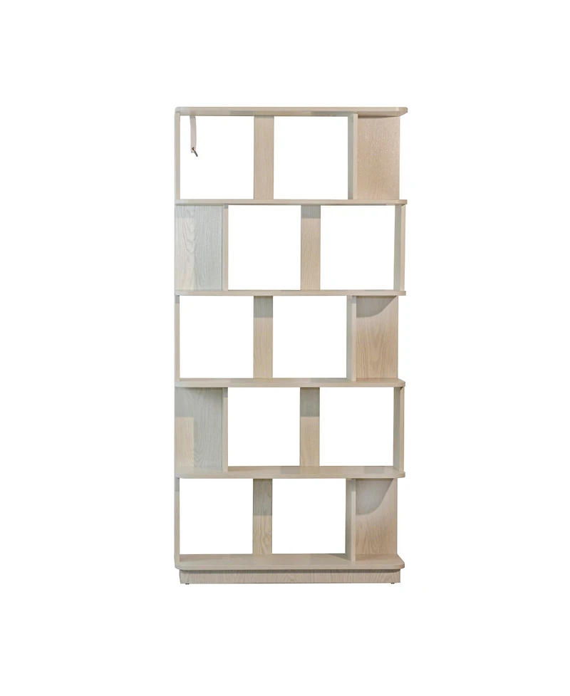 Rainsken 5 Tier Wood Modern Open Storage Feature Bookcase