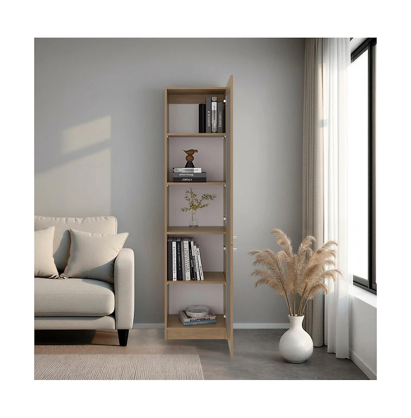 Depot E-Shop Surry Tall Bookcase 71" H with 2 Fluted Panel Doors and Five Interior Shelves
