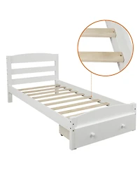 flynama Twin Size Platform Bed Frame With Storage Drawer Wood Slats No Box Spring