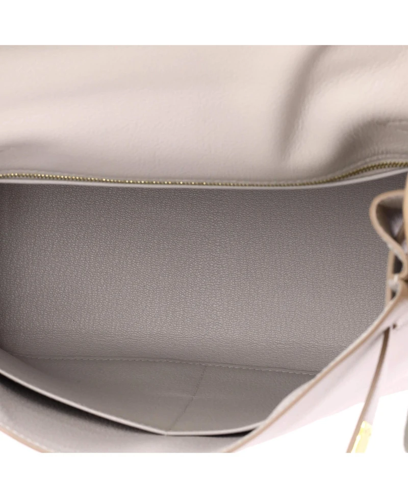Pre-Owned HERMES Kelly 28 Handbag Grey Evercolor with Gold Hardware