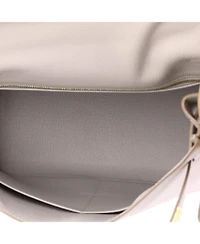 Pre-Owned HERMES Kelly 28 Handbag Grey Evercolor with Gold Hardware