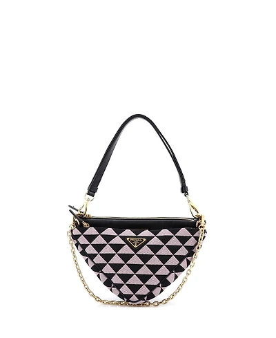 Pre-Owned Prada Mini Double Symbole Triangle Bag Leather and Jacquard