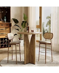 Tribesigns Round Bar Table, 39.37'' H Counter Height Cocktail Table, Wooden High Top Home Bar Unit