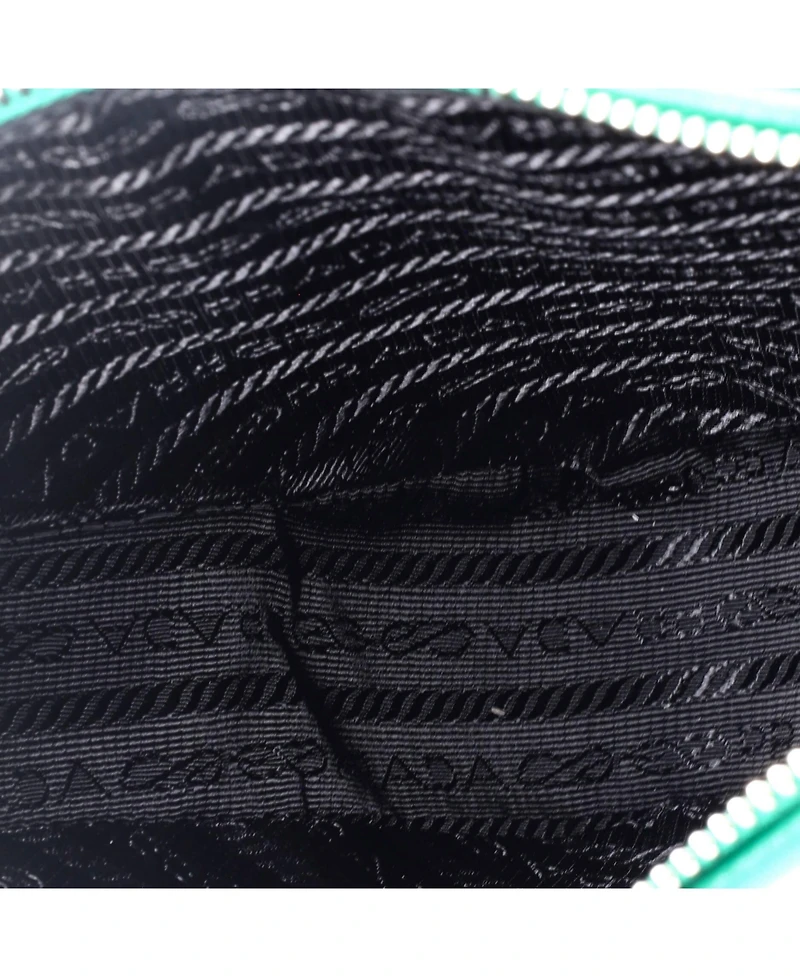 Pre-Owned Prada Small Triangle Logo Zip Crossbody Bag Embossed Grace Lux