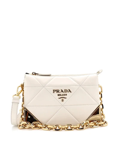 Pre-Owned Prada Mini Structured Logo Crossbody Bag Quilted Leather