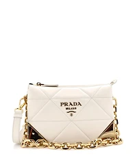 Pre-Owned Prada Mini Structured Logo Crossbody Bag Quilted Leather