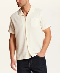 Vintage & Black Men's Crinkle Texture Camp Collar Shirt