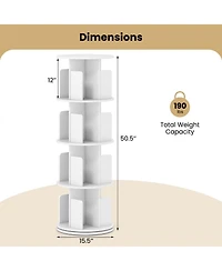 Slickblue 4-Tier Rotating Bookshelf 360degree(s) Display Rack with Dividers and Anti-falling