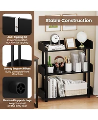 Slickblue 3-Tier Bookshelf with Anti-Tipping Kit and Industrial Storage Unit for Living