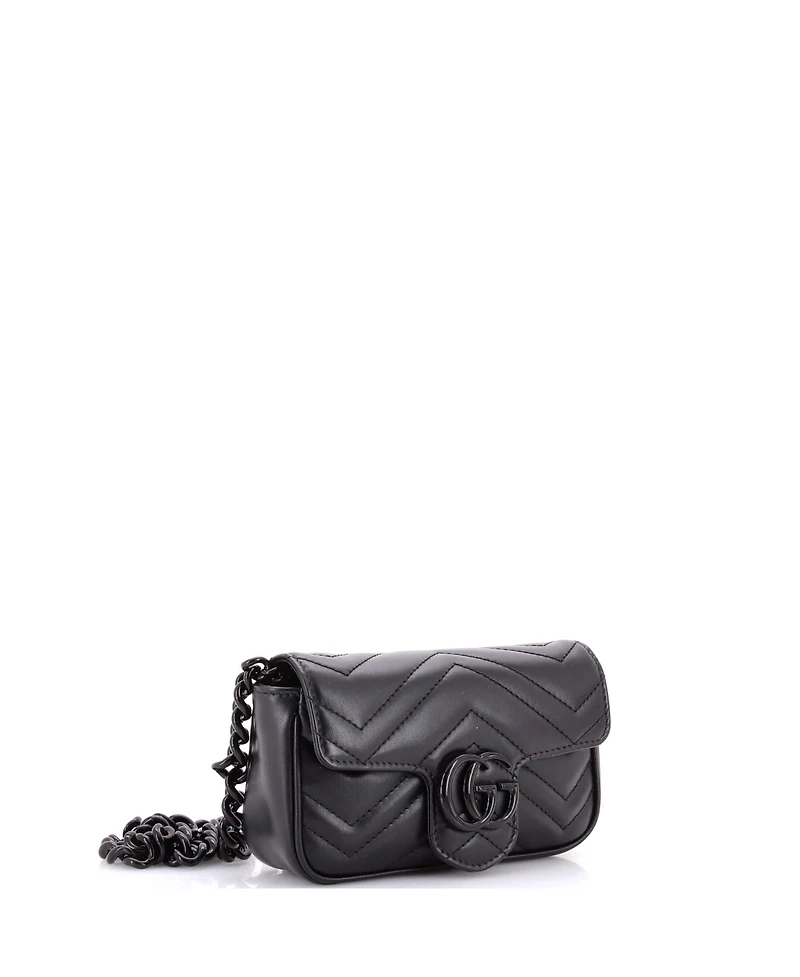 Pre-Owned Gucci Gg Marmont Flap Belt Bag Matelasse Leather