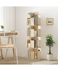 Slickblue 4-Tier Rotating Bookshelf 360degree(s) Display Rack with Dividers and Anti-falling