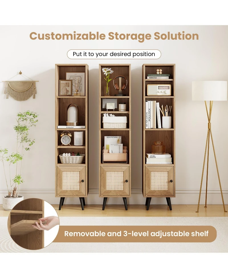 Slickblue 6-Tier Tall Narrow Bookcase 54 Inches Slim Storage