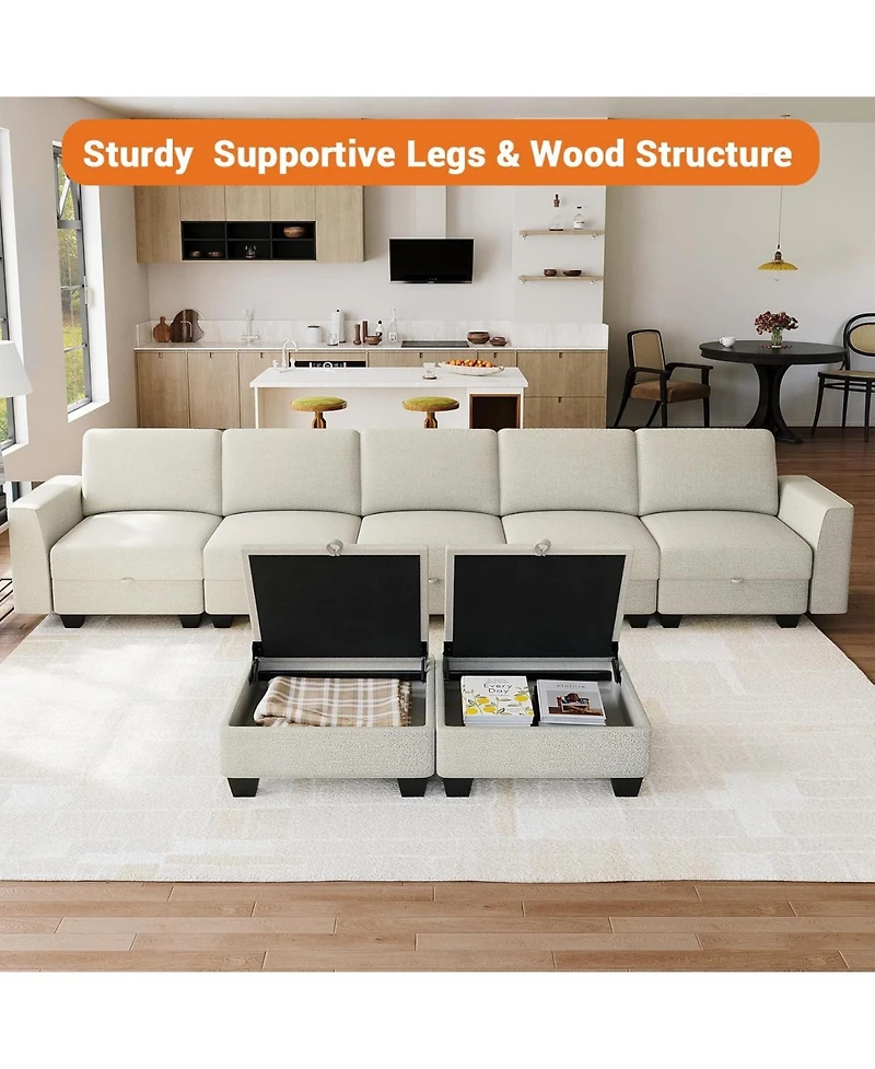 gaomon 140" Large U Shaped Sectional Couch with Ottoman Chaise, Convertible Modular Sectional Sofa with Ottomans