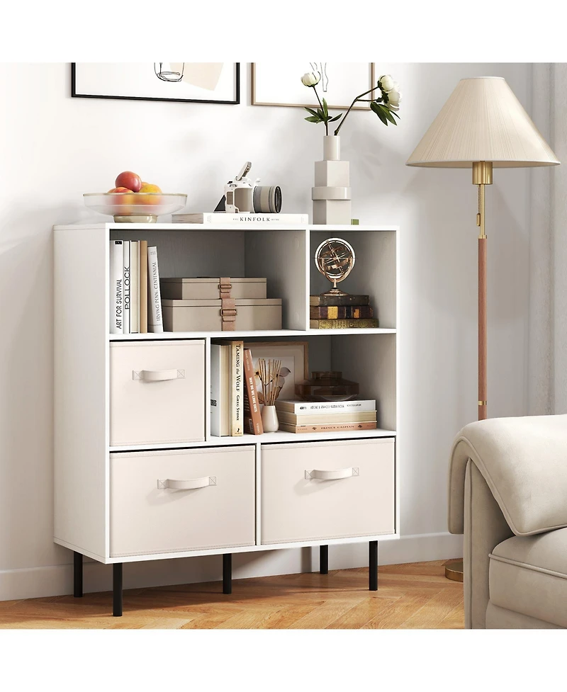 Slickblue 6 Cube Storage Organizer Shelf with Removable Fabric Drawers