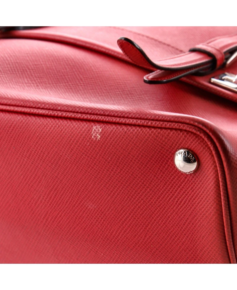 Pre-Owned Prada Medium Half Flap Double Turn Lock Satchel Saffiano Leather