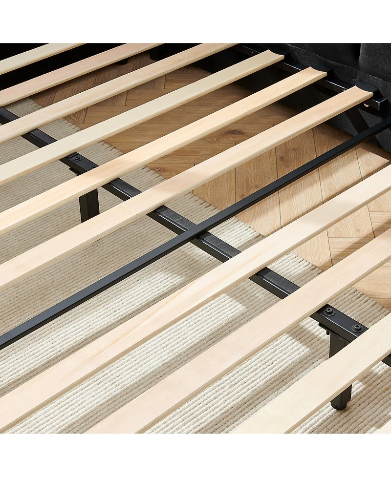 flynama Full Size Mid Century Velvet Upholstered Daybed Sofa Bed Wood Frame