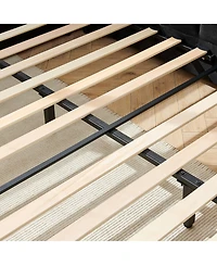 flynama Full Size Mid Century Velvet Upholstered Daybed Sofa Bed Wood Frame