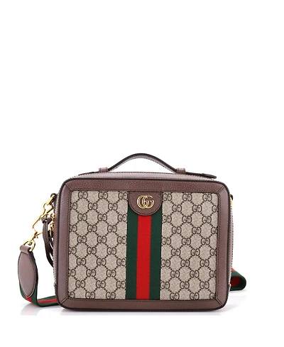 Pre-Owned Gucci Small Ophidia Zip Around Camera Bag Gg Coated Canvas