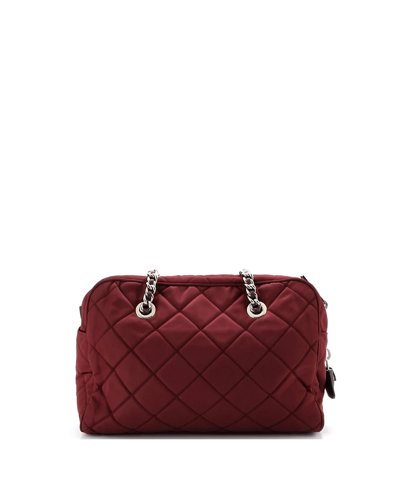 Pre-Owned Prada Medium Chain Shoulder Bag Quilted Tessuto