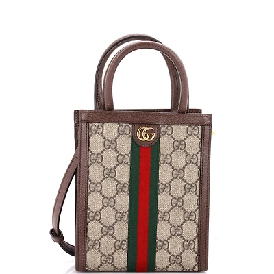 Pre-Owned Gucci Super Mini Ophidia Convertible Tote Gg Coated Canvas