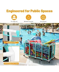 Yescom 274 Gallon Pool Float Storage Bin Blue Cover Replacement Rolling Raft Noodles Cart Organizer