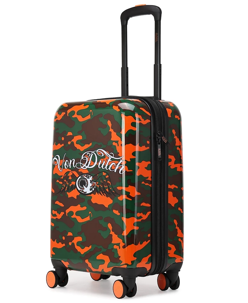 Von Dutch Camo Small Expandable Hardside Carry-On Spinner Suitcase