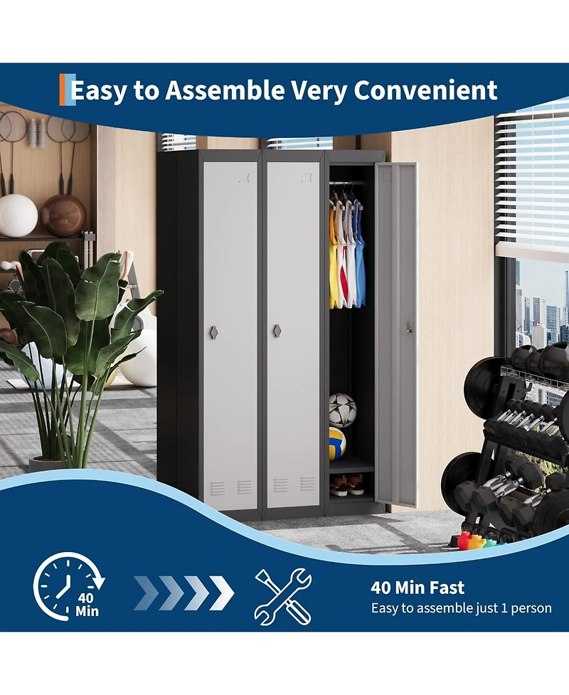 gaomon 72" Tall Metal Storage Cabinet with Door, Lockable Steel Locker with Shelves for School Office Garage