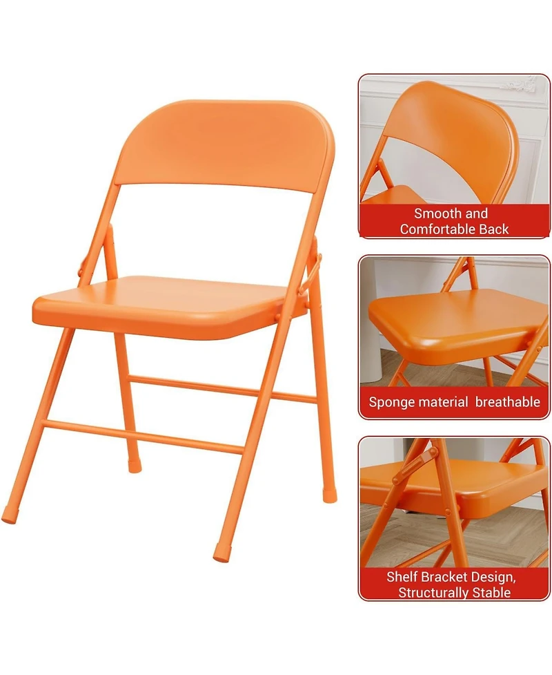 gaomon Folding Chairs Set of 2 Metal Chairs and Hold Up to 350 Pounds Foldable Chairs for Outdoor and Indoor, Lightweight Folding Chair